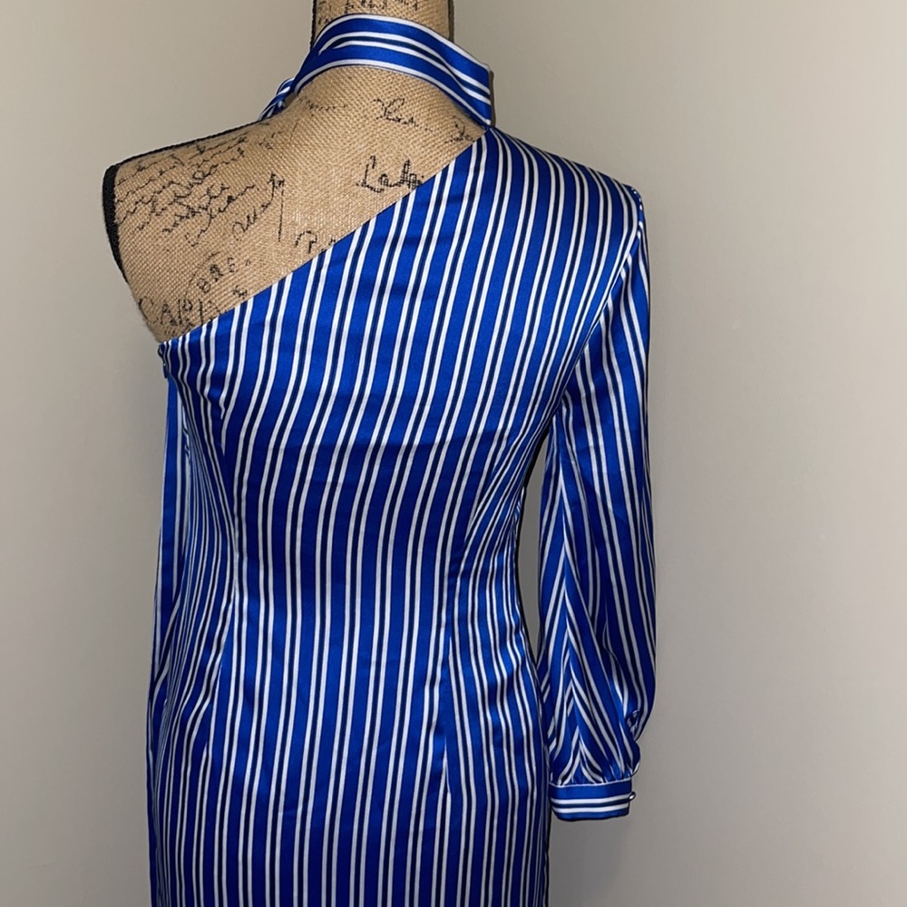 Beautiful 😍🔥💙💙💙 One-shoulder Banana Republic Striped Statement Dress - Picture 8 of 12
